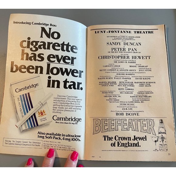 JULY 1980 PLAYBILL PETER PAN WITH SANDY DUNCAN AT THE LUNT-FONTANNE THEATRE - Picture 6 of 7